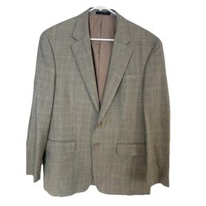 Ralph Lauren Mens 41R Sport Coat Tan Houndstooth Silk Wool Jacket Academia
